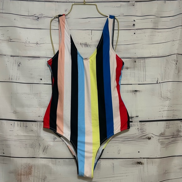 Cupshe | Women's Striped Colorful One Piece Bathing Swimsuit Size Medium M - Picture 1 of 12